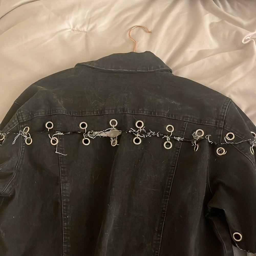 Black Jean jacket distressed with chains